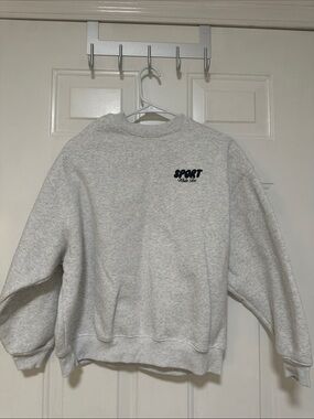 White Fox Boutique Light Gray 'SPORT' Crewneck Sweatshirt